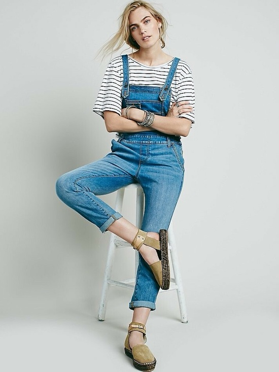 Free People Denim - Free People Denim Overalls Size 28 Light Wash Cropped Straight Leg Cottagecore